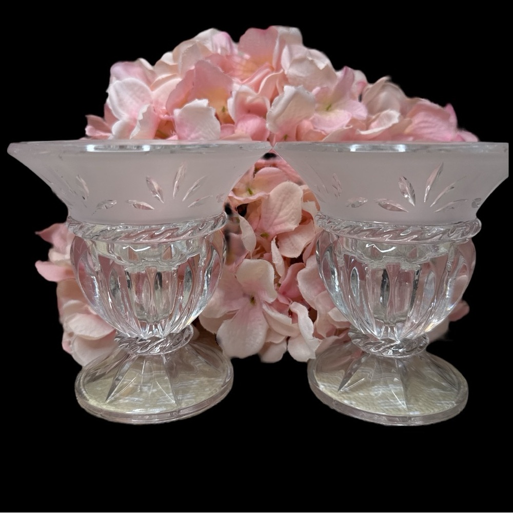 Vintage Cristal D'Arques taper candle holder set of 2